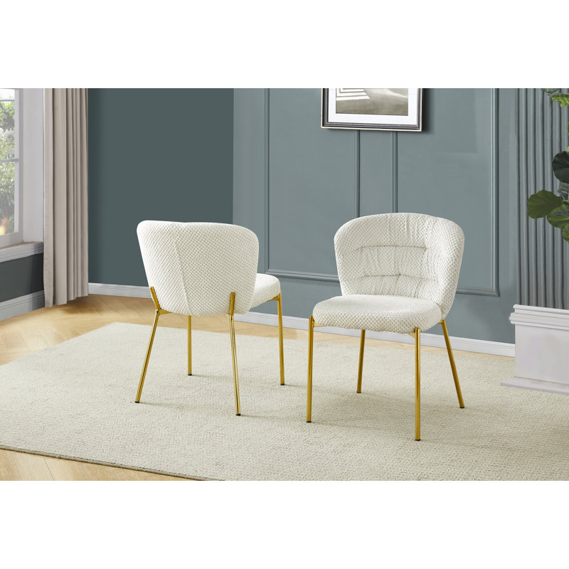 Chaises d'appoint moelleuses uniques avec pieds plaqués, Doré, Crème, crème