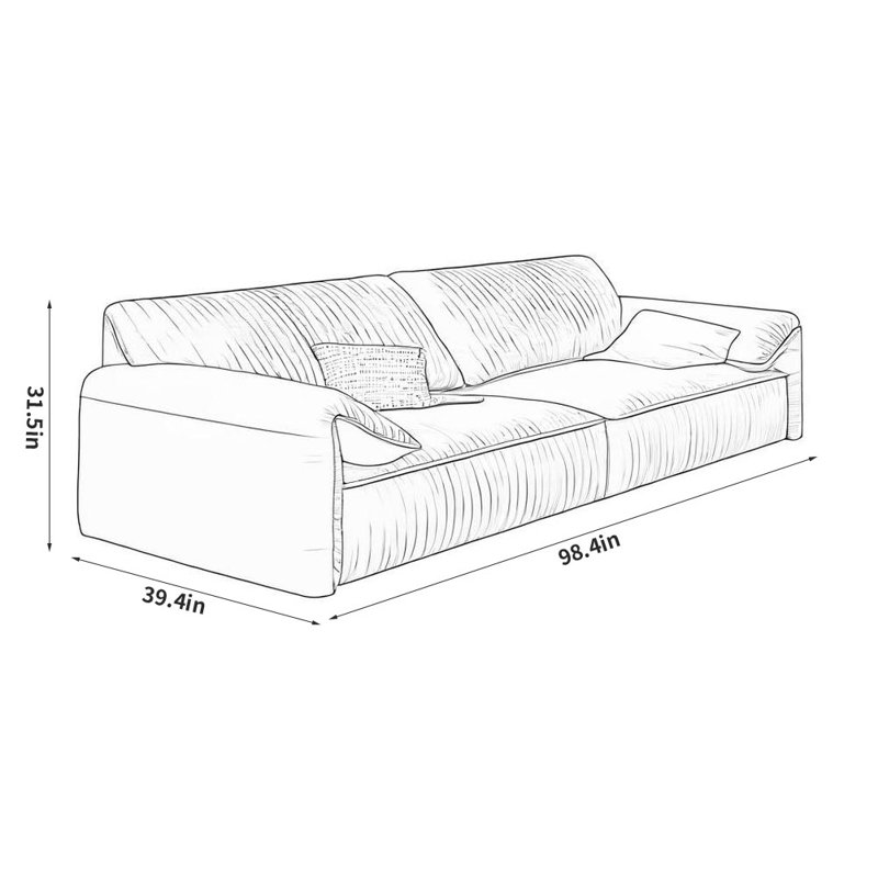 Canapé simple en similicuir, H 31,5 po x l 98,4 po x P 39,4 po, Blanc cassé / blanc