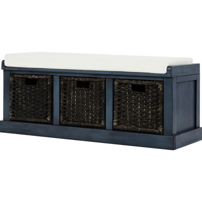 Banc polyvalent avec 3 coussins amovibles et coussins de couleur marine antique - idéal pour le salon, un espace de rangement spacieux et fonctionnel rehausse votre pièce