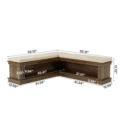 Banc de coin en L pour chaussures avec coussin