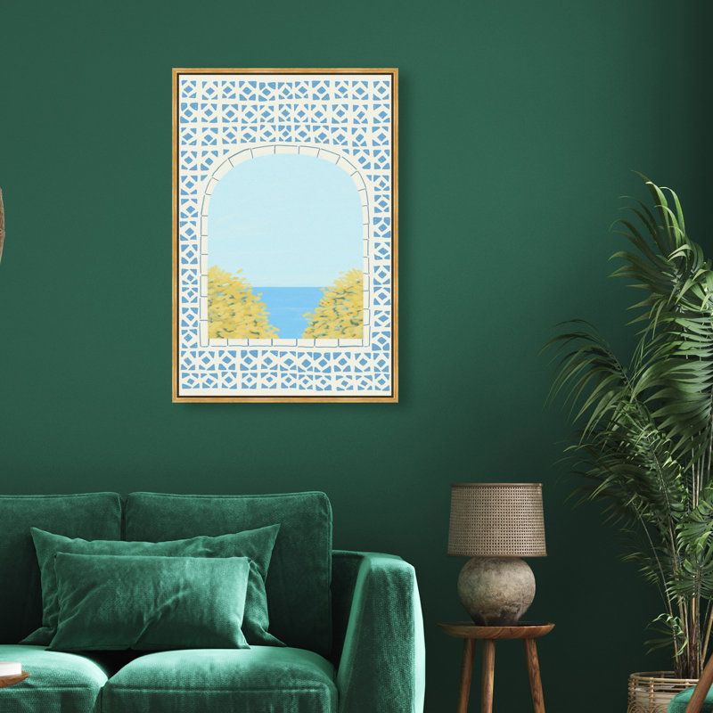 Mediterranean Window II Print by Oliver Gal, 16"H x 11"W, Gold Floater Frame