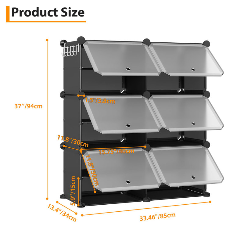 24 Pair Shoe Storage Cabinet, Black