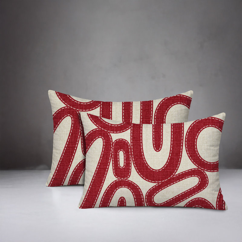Oreiller réversible intérieur / extérieur Dina, 25 x 18, Rouge