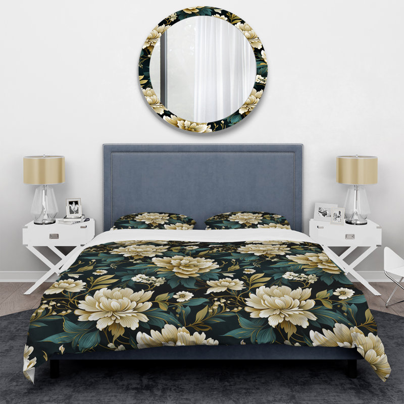 Ensemble de housse de couette Green Tones Zen Damask Harmony, Housse de couette simple + 1 taie décorative stan