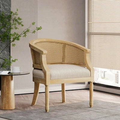 Chaise d'appoint en bois et canne
