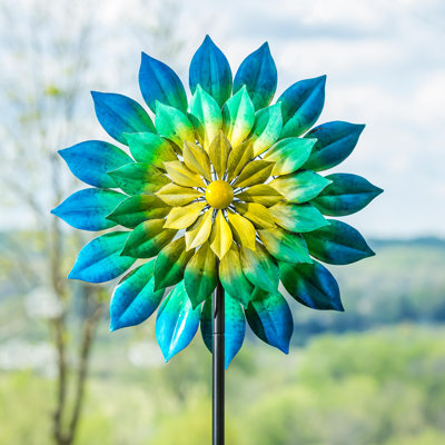 75in Ombre Floral Metal Yard Spinner