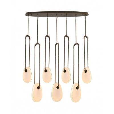 Luminaire suspendu ovale en verre transparent à DEL 31 lumières Devitt