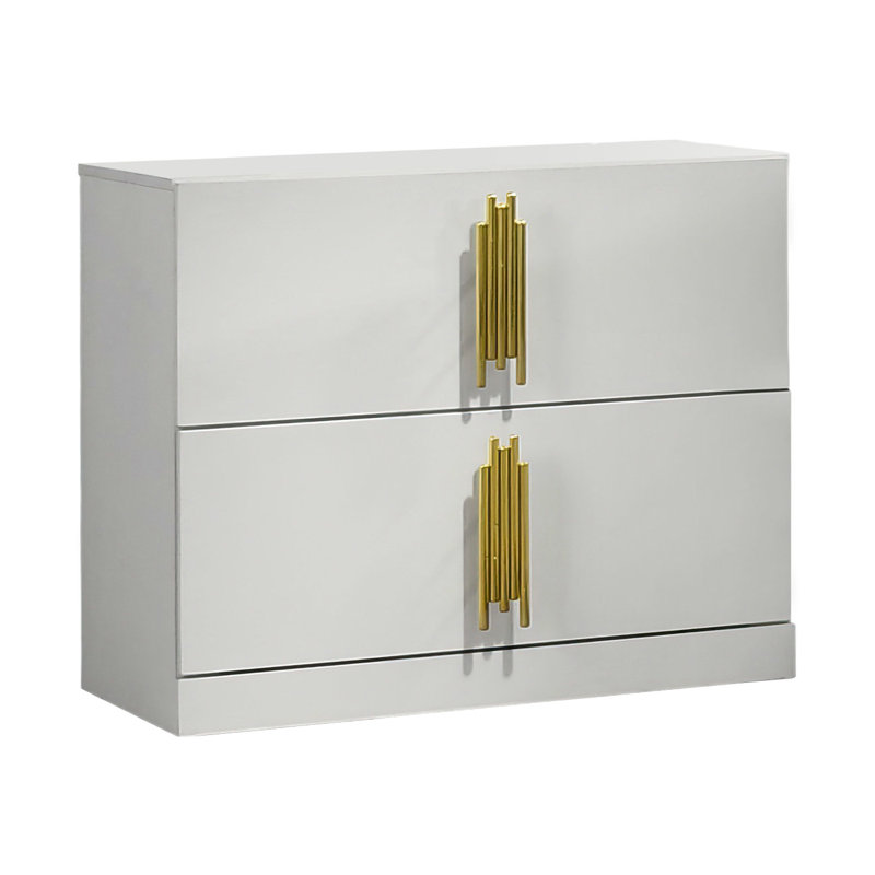 Table de chevet, blanc / or