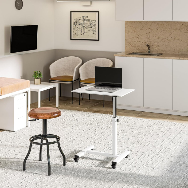Adjustable Mobile Laptop Desk Cart With Smooth-Rolling Wheels And Ergonomic Design For Home Office Use