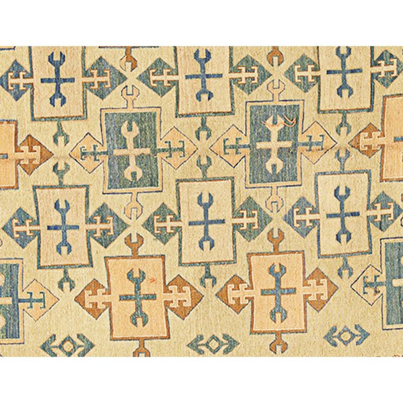 Tapis ivoire et bleu noué à la main de haute qualité