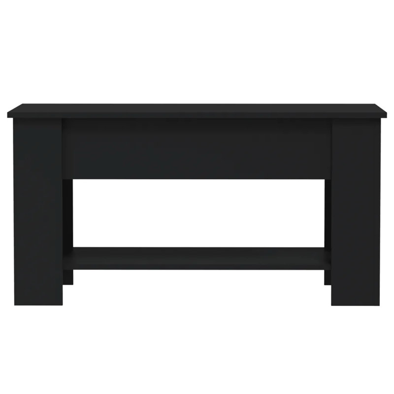 Huso Lift Top Four Leg Coffee Table with Storage, Black