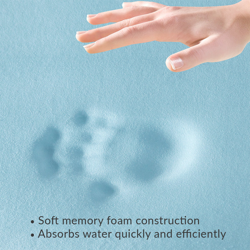 Ocean Vibes Blue Memory Foam Non-slip Rectangular Bath Mat