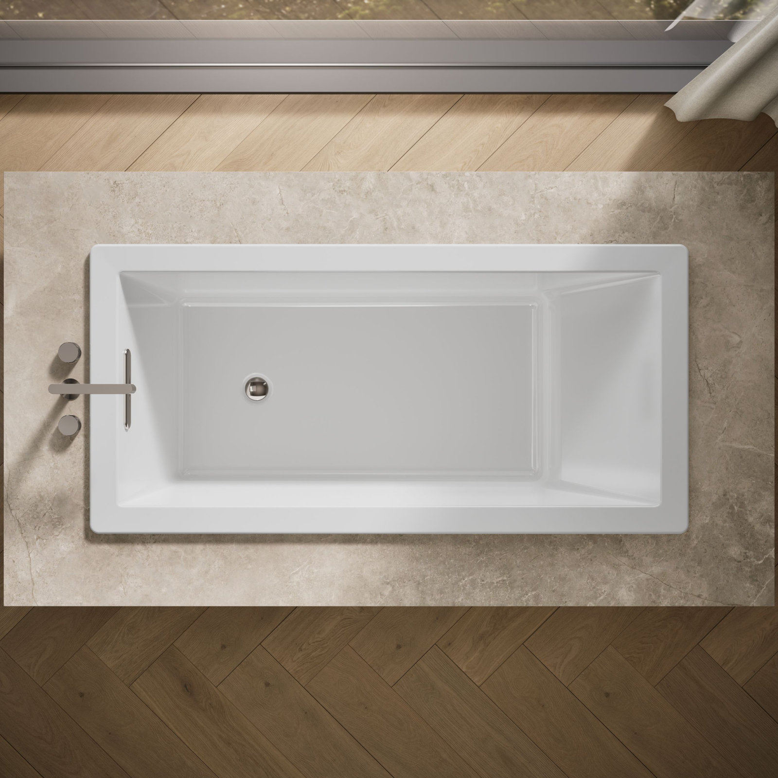 Underscore 66" Undermount Soaking Bathtub, White