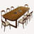 Brown rectangular solid wood dining table set with upholstered solid wood chairs-111466829
