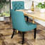 2 chaises de salle à manger contemporaines - inclinées, rembourrées, pieds en bois massif, couleur bleu sarcelle de style moderne, dossier, accoudoirs, tissu rembourré,