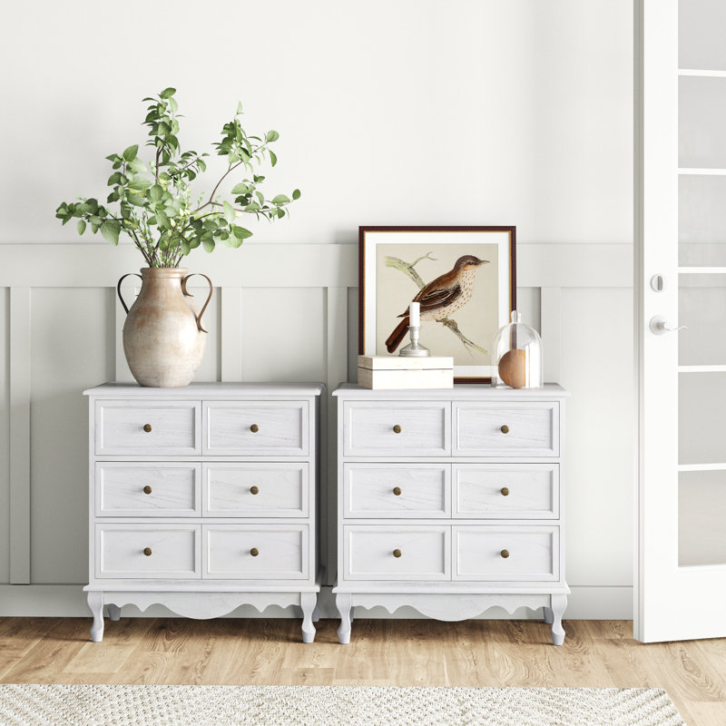 Commode d'appoint en bois massif à 3 portes avec station de charge Archaun, Blanc