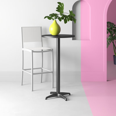 Trumann Indoor/Outdoor Aluminum Round Bar Height Table with Cross Base by Hashtag Home