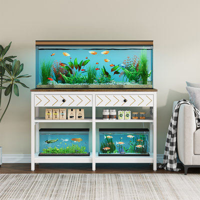 43.31’’ Multi-Functional Aquarium Stand With Built-In Power Outlets, Storage Table