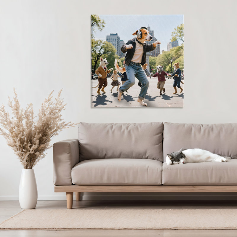 Élégant chien dansant dans une toile de parc, design par CAD Designs, H 30 po x l 30 po