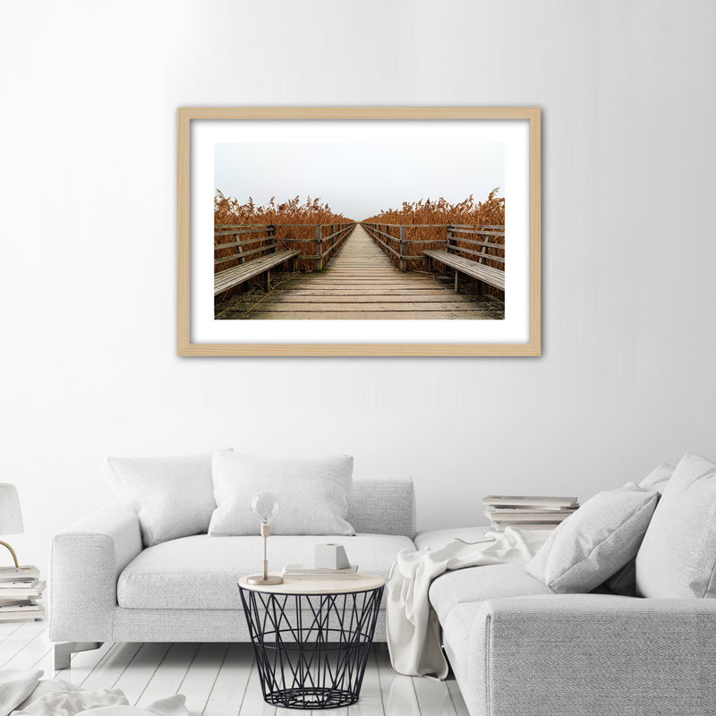 Platform On The Lake Shore - Single Picture Frame Print, Light Brown, 60cm H x 90cm W