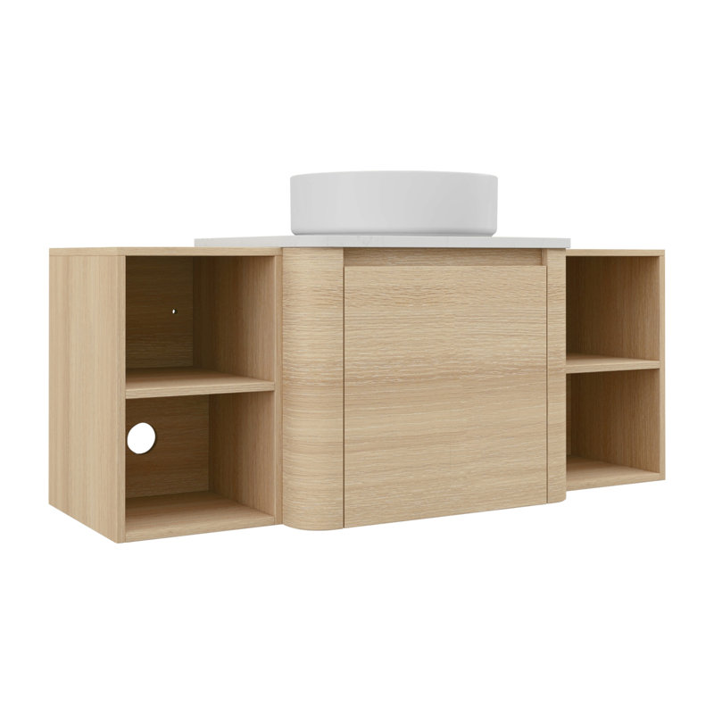 Meuble-lavabo mural 48 po avec porte à fermeture en douceur et lavabo en céramique