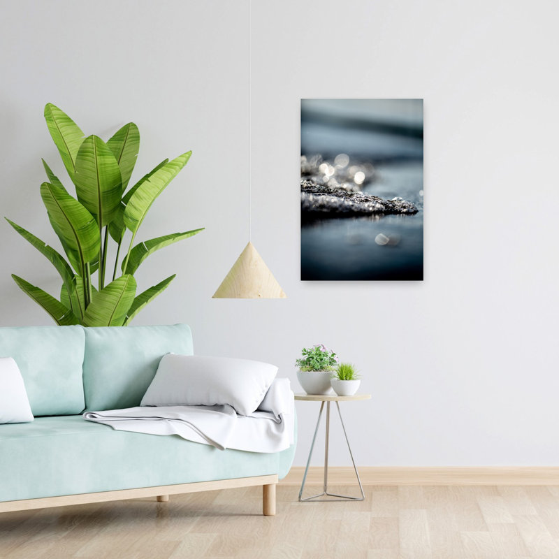 Art contemporain abstrait pacifique serein, paysage côtier, H 24 po x l 16 po
