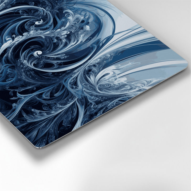 Art numérique en métal bleu abstrait numérique 64, H 14 po x l 11 po