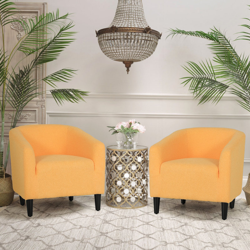 Fauteuil d'appoint en forme de tonneau Hast , Polyester jaune moutarde