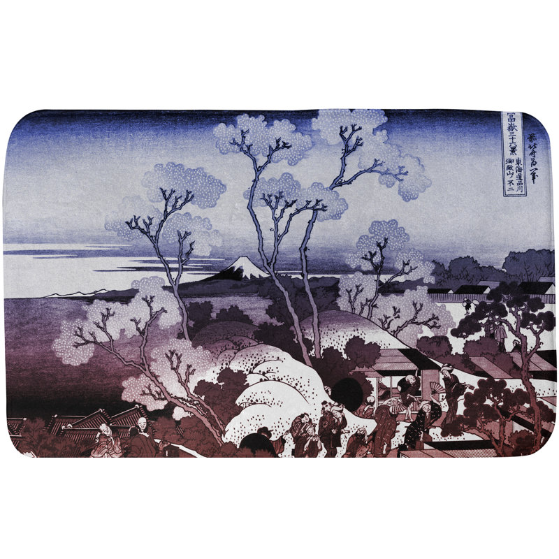 Tapis pour salle de bain Mt. Fuji, l 17 po x L 24 po, Bleu/gris/noir