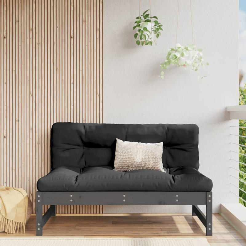 Sennett 120cm Wide L-Shaped Patio Sofa, Black, Gray
