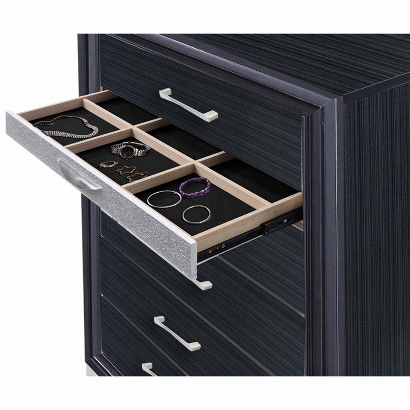 Commode 7 tiroirs Naima, finition noire