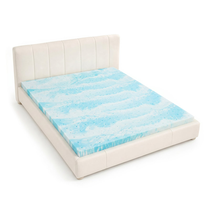 Molley 3'' Twin Blue Wave Cooling Gel Memory Foam Mattress Topper, Twin, 3"