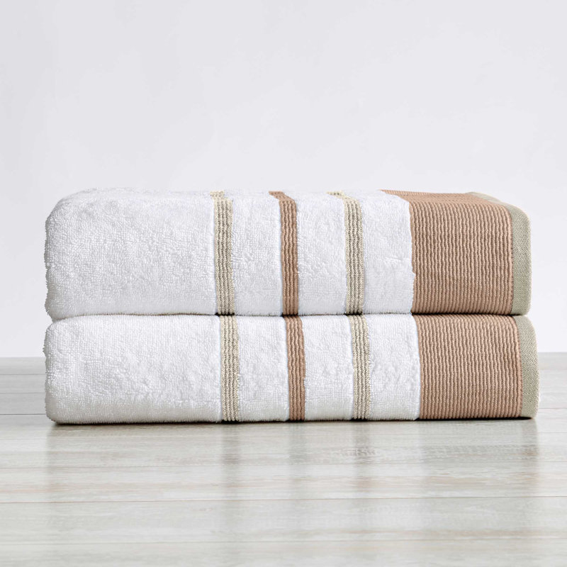 Deanthony Luxury Cotton Decorative, Dusty Rose/Cappuccino, Bath Sheets - 2 Pack