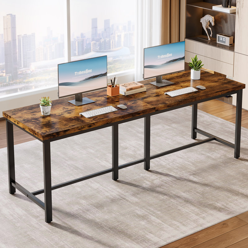 Writing Desk Computer Desk, Rustic Brown/Black