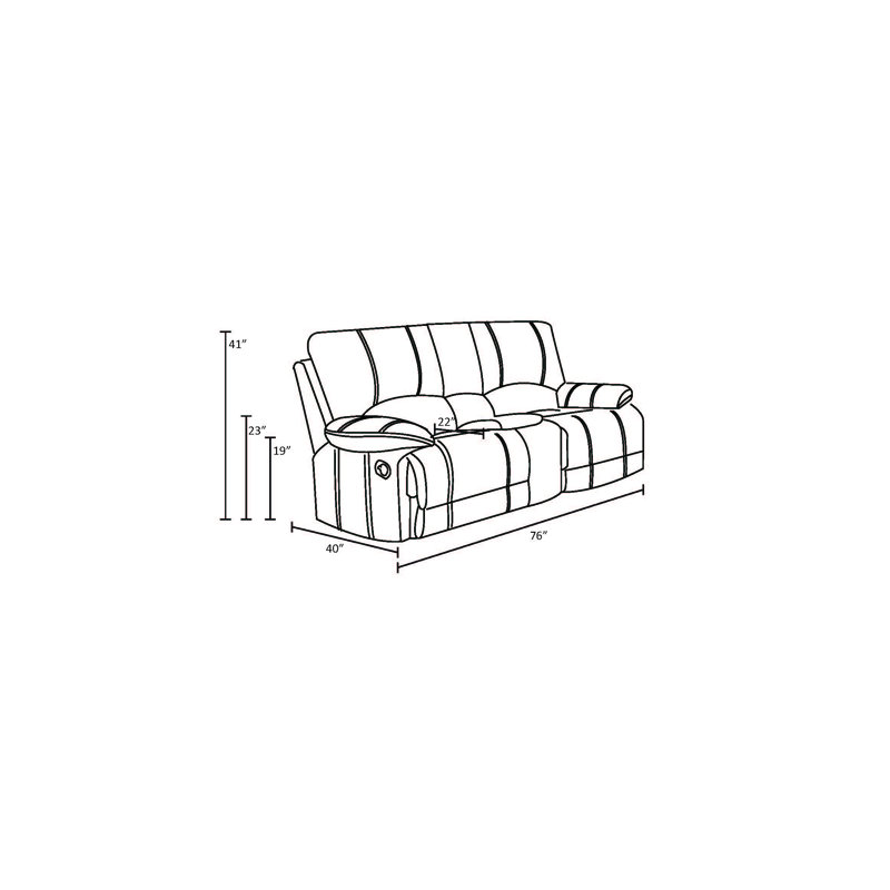 Canapé deux places inclinable en cuir Global United avec console pneumatique
