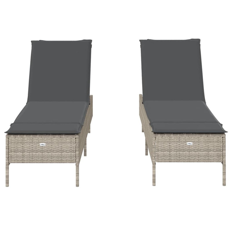 Dossier en polyéthylène rotin Sun Lounger, Gris foncé, Gris clair, 2