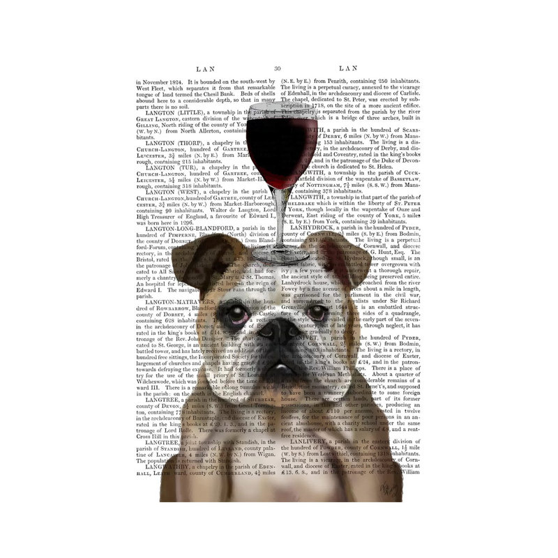 Dog Au Vin, English Bulldog, Print BG by Fab Funky - Wrapped Canvas Print, 30.48cm H x 20.32cm W x 1.91cm D