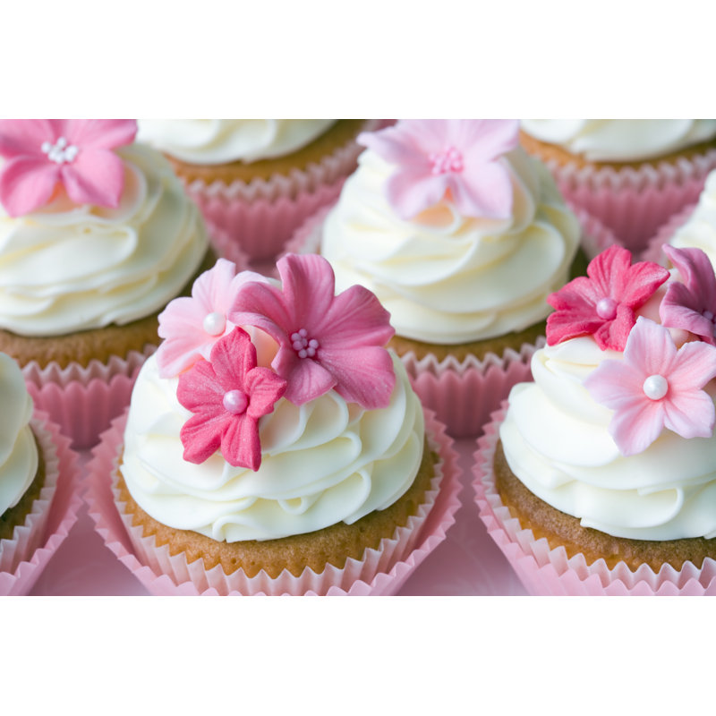 Flowery Cupcakes - Wrapped Canvas Print, 51cm H x 76cm W x 3.8cm D