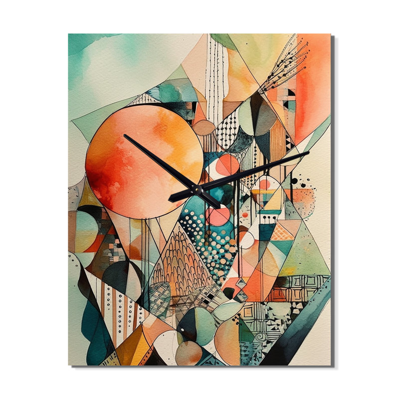 Insaf - Horloge murale paysage abstrait, H 32 po x l 24 po