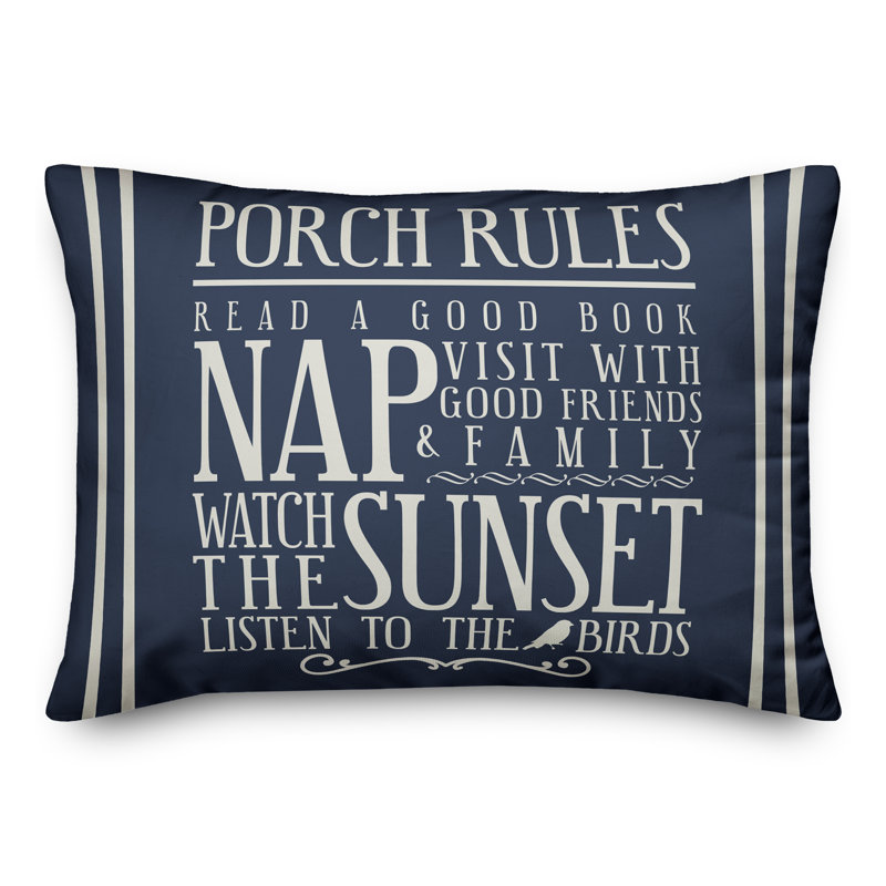  Housse et insert pour oreiller rectangulaire d'extérieur Porch Rules, Bleu