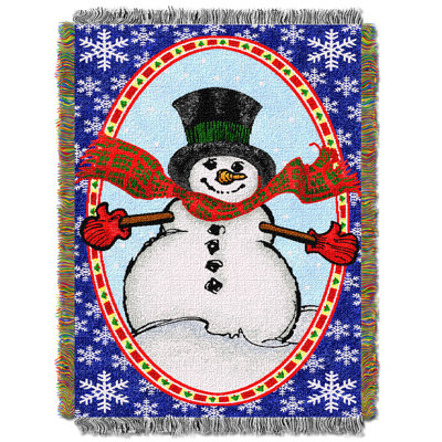 Bright Happy Snowman Throw Blanket, Holiday Winter Seasonal Decor, 48x60 Inches