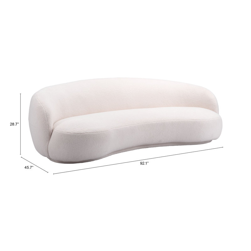 92.1'' Cream Polyester Curved Modern Sofa