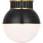 Cavill Flush Mount with Natural Brass Hood and White Glass-376817706-376817716