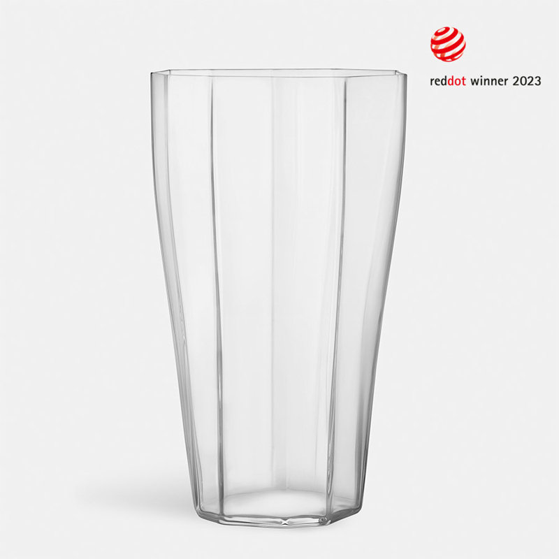 Reed Handmade Glass Table Vase, 19.7" H x 11.6" W x 11.6" D, Clear