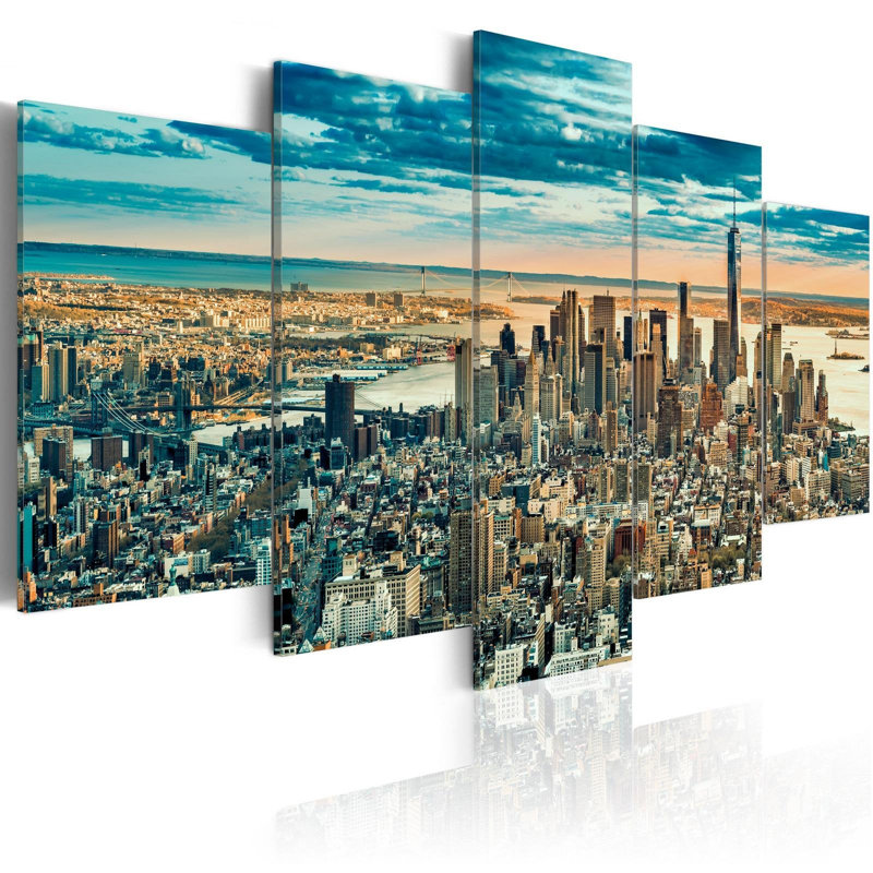 Chanyia Ny: Dream City sur toile, reproduction de 5 pièces, H 40 po x l 80 po x P 0,7 po