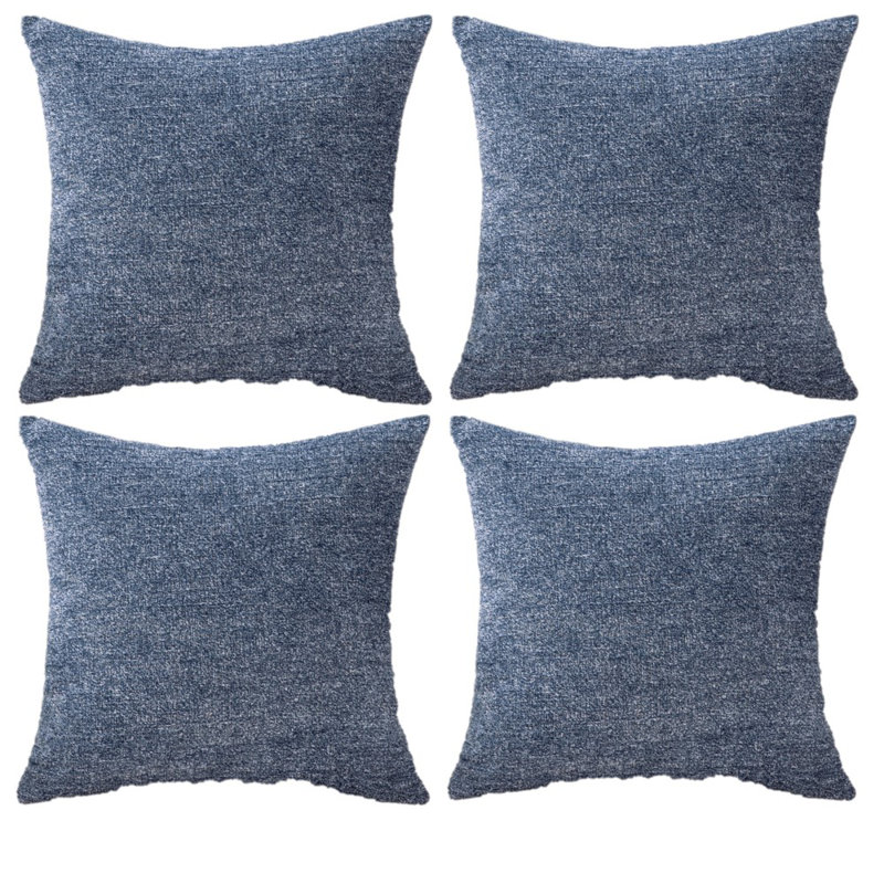 Housse de coussin en chenille 18 po, Bleu, H 20 po x l 20 po x P 1 po, Housse de coussin seulement - sans coussin