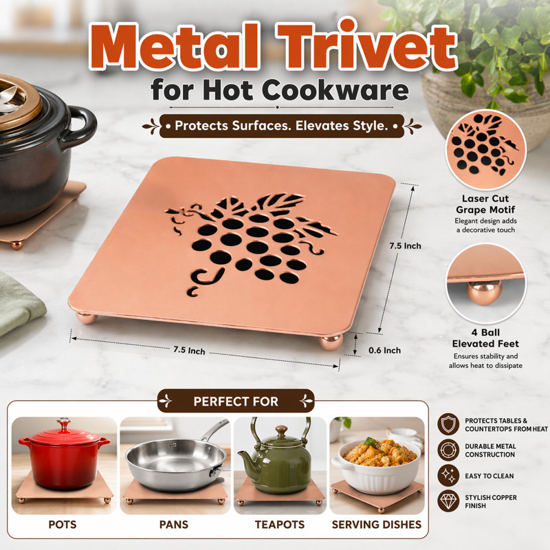 Stainless Steel Square 1 Piece Trivet