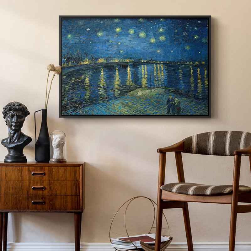 Nuit étoilée au-dessus du rhône, 1888 - Vincent van Gogh, toile tendue avec châssis, 24 po x 36 po, Naturel