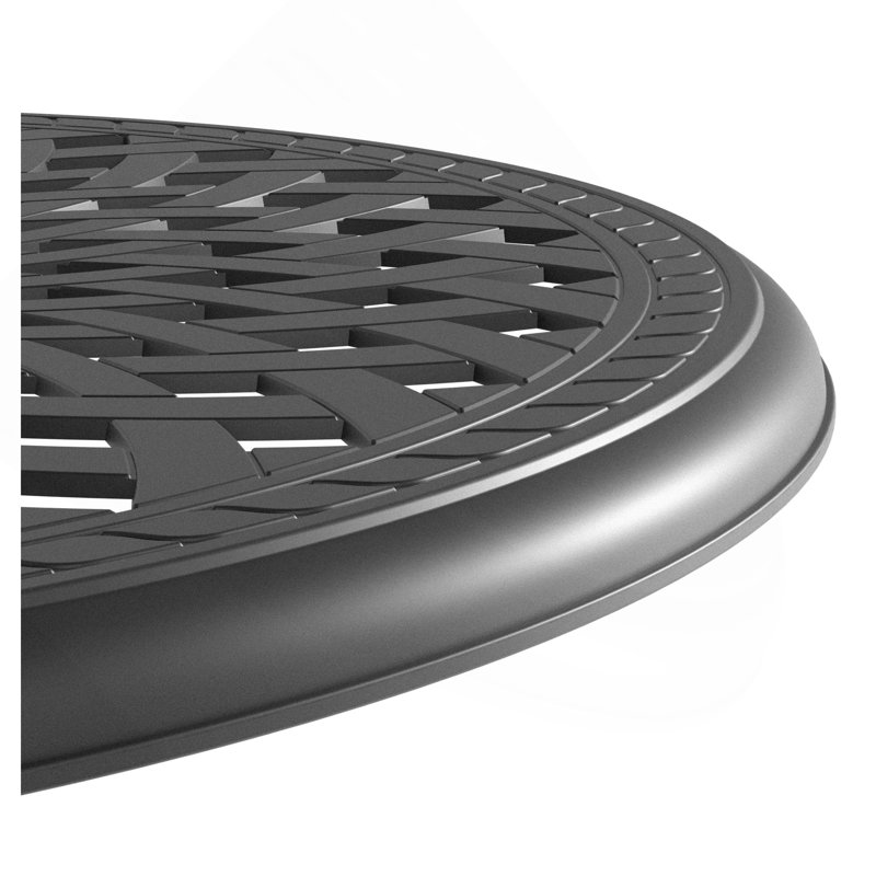 Table de salle à manger 30,71 pouces en fonte d'aluminium avec structure noire et trou pour parasol