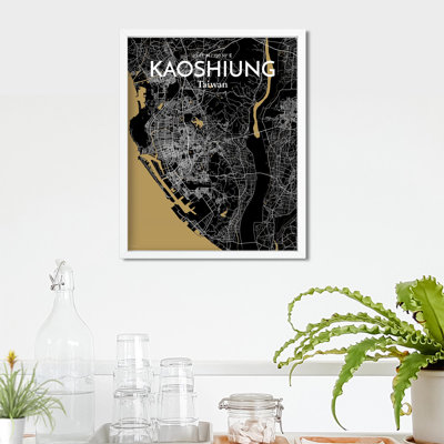 Kaoshiung City Map In Luxe - No Frame Print